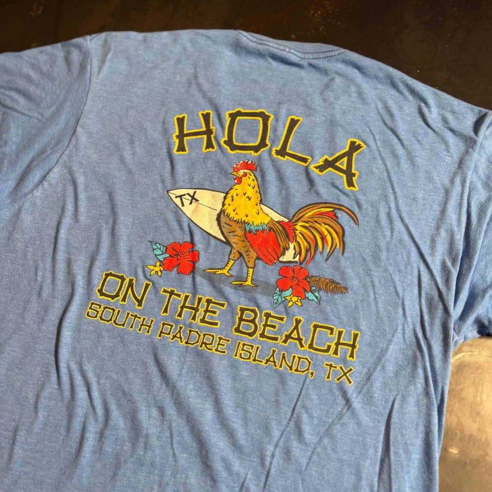 Yesterdays Sportswear South Padre Island TX Hola On The Beach Blue T-Shirt‎ L
